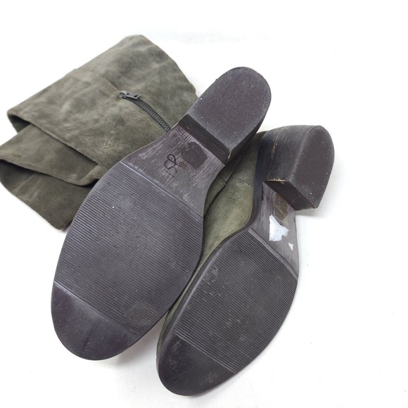 The Cool People Womens Boots Army Green Suede Leather OTK Thigh High Shoes 38 8 - Picture 12 of 15